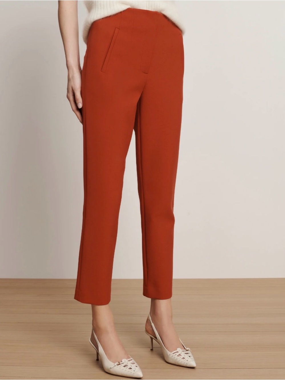 Veronica Beard Cropped Pants in Rust - petite
